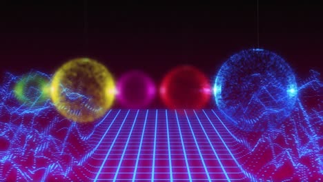 animación de montañas digitales sobre bolos de navidad.
