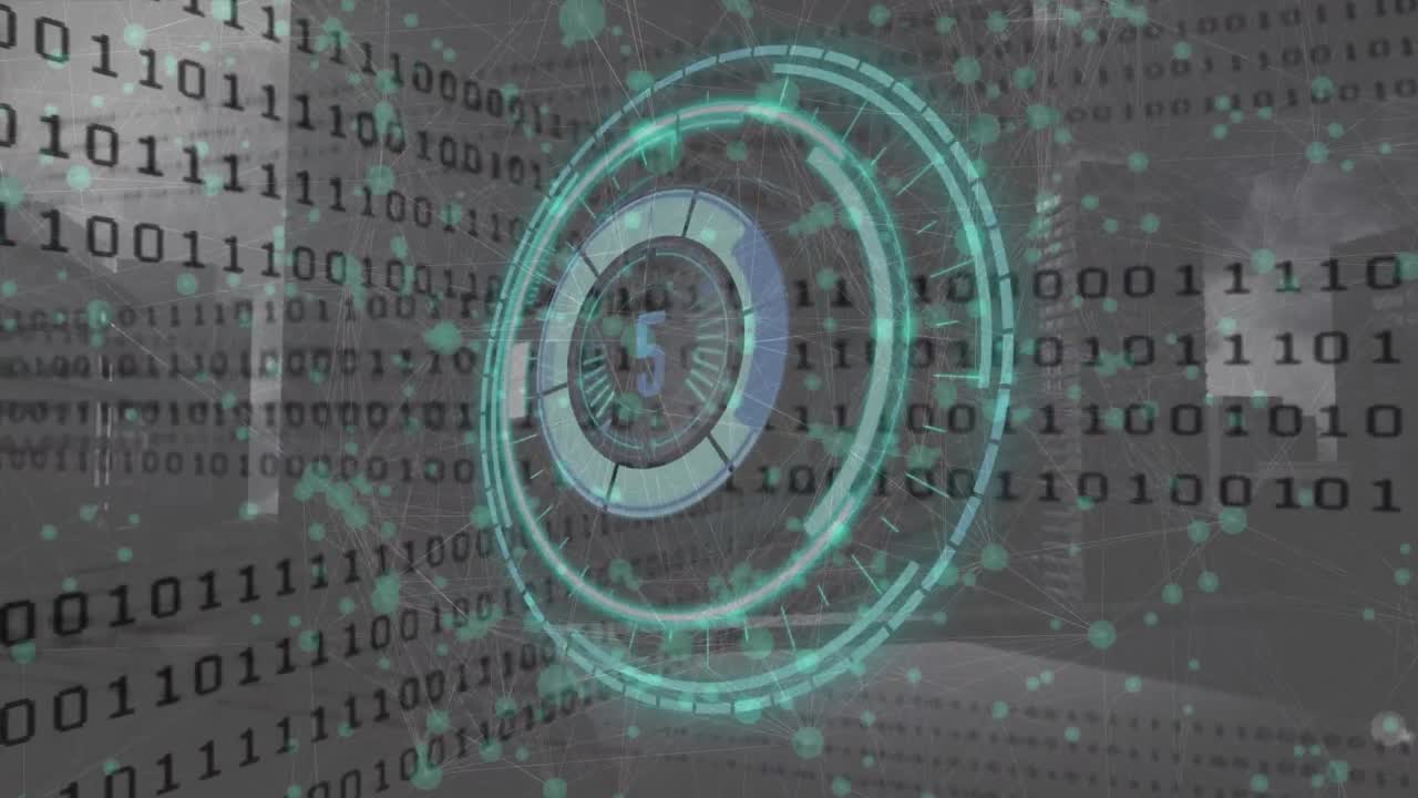 Animation of scope scanning with countdown over binary coding