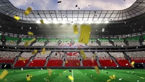 animation of confetti falling over sport stadium