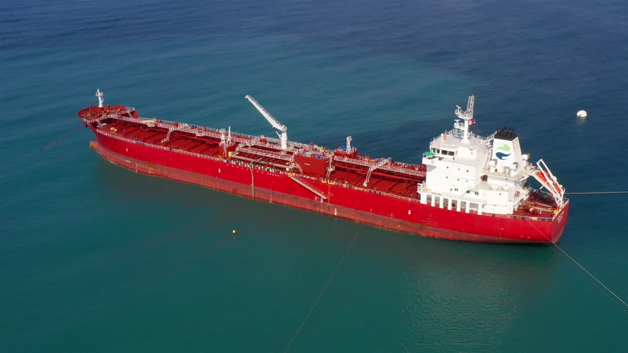 Chemical Tanker spills oil to Sea- Aerial View