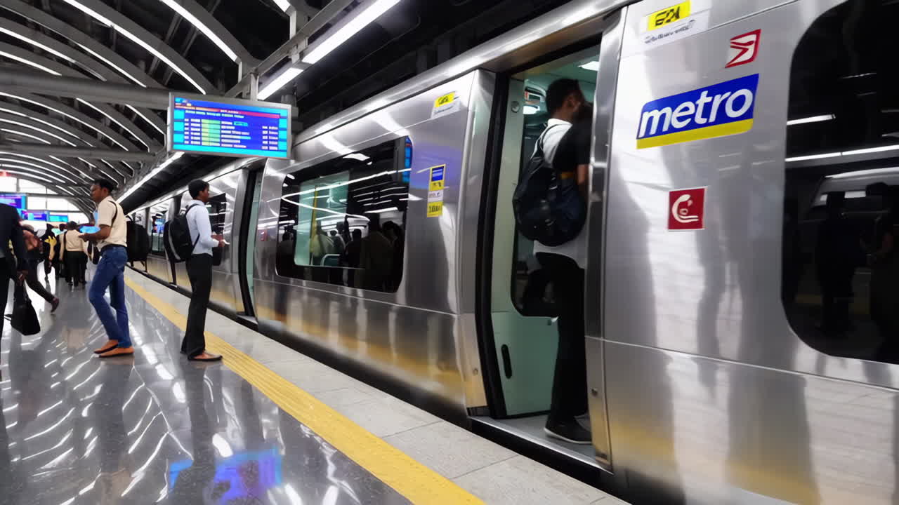 Metro Station Scene with Passengers