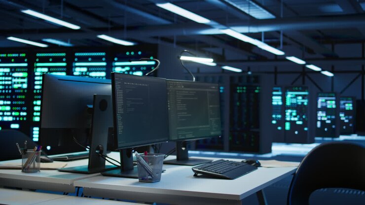 Computers in datacenterbedrijven die worden gebruikt voor het beheer van mainframes