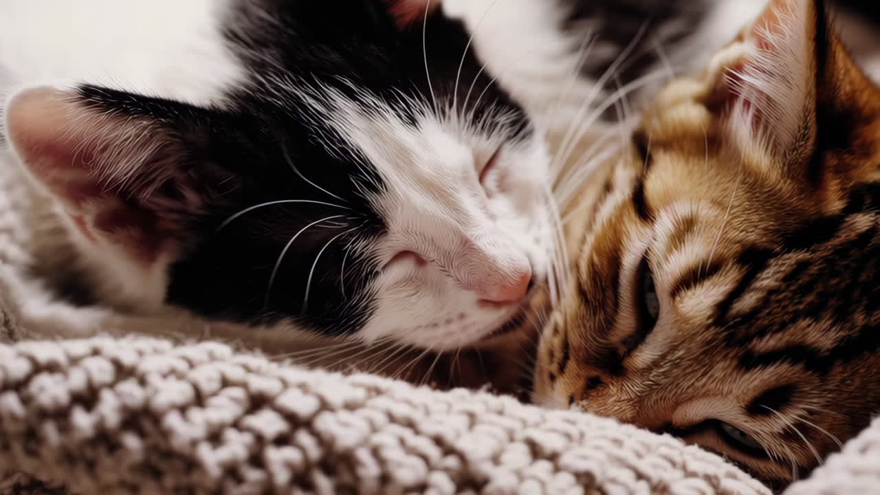 Due gattini che dormono accoccolati