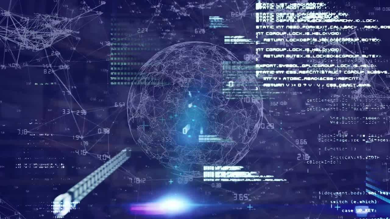 animación de codificación binaria y procesamiento de datos en todo el mundo