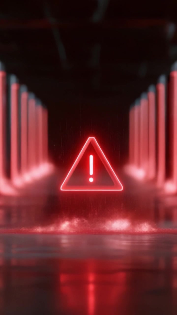 A striking visual representation of a caution symbol illuminated in red, surrounded by an abstract environment that evokes a sense of urgency and alertness to potential danger.