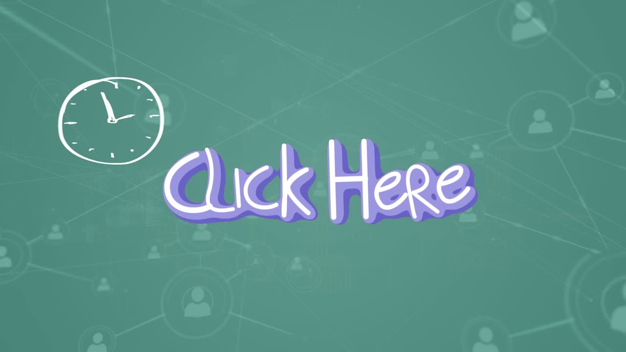 Animazione di una rete di connessioni sul testo "clicca qui".
