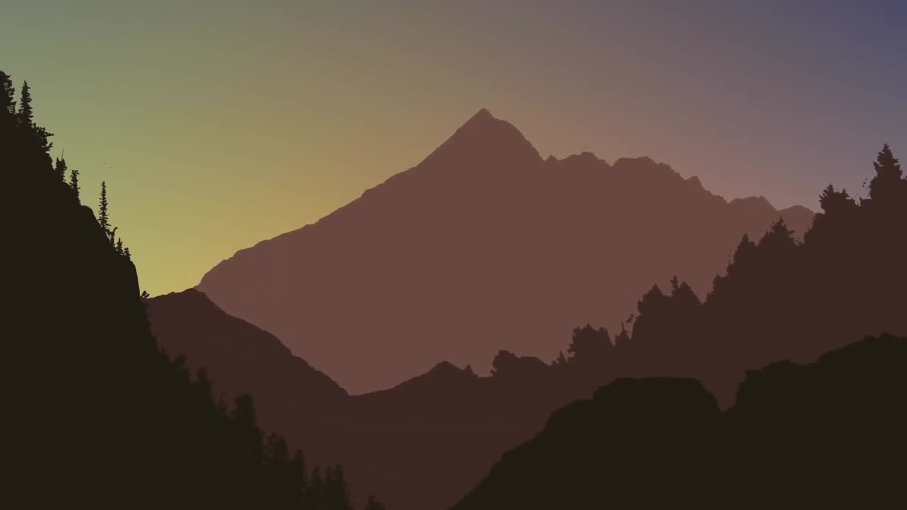 변화하는 배경을 가진 풍경의 애니메이션