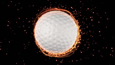 bola de golf giratoria dentro de un anillo de partículas en evolución