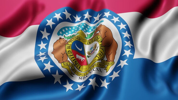 Bandiera dello Stato americano del Missouri che sventola