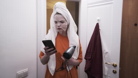 woman getting ready in bathroom