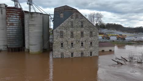 flooded river and building