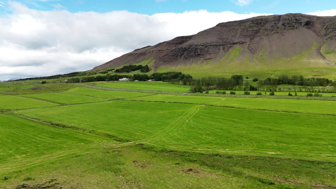 Aerial view of Hvalfjörður fjord in Vesturland Iceland, showing calm waters, surrounding mountains, and expansive Icelandic landscape from above