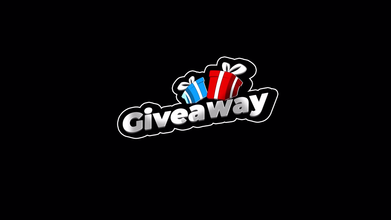 Animated Giveaway Logo with Gift Boxes on Black Background