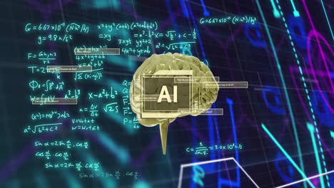 Animación-De-Texto-AI,-Cerebro-Humano-Y-Procesamiento-De-Datos-Matemáticos.