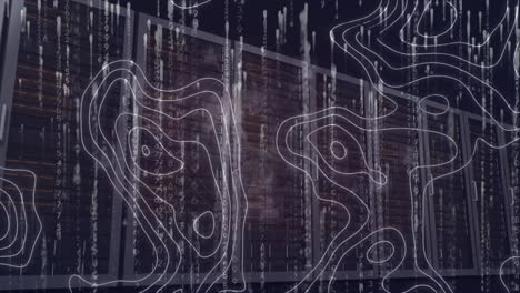 animazione dell'elaborazione dei dati e mappa di linea sulla sala server