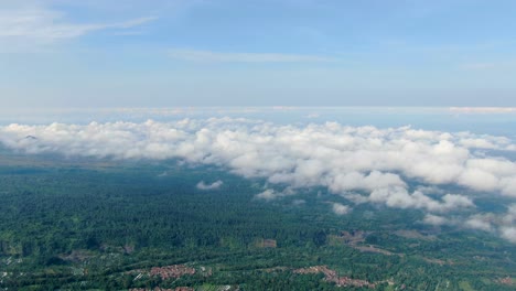 serene landscape of java island remote village amid tropical forest, aerial view