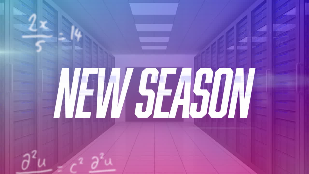 animación del texto de la nueva temporada a través de servidores informáticos