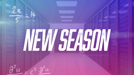 animation of new season text over computer servers