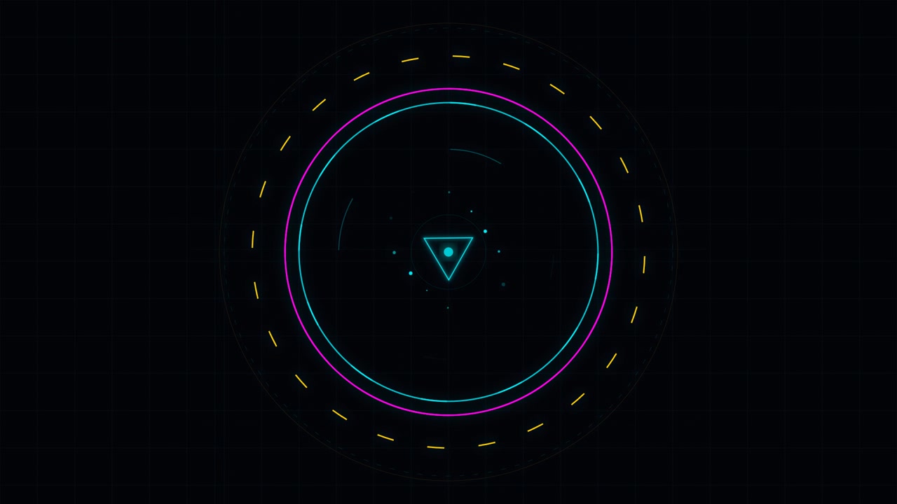 Futuristic Digital HUD Interface with Rotating Triangle Element