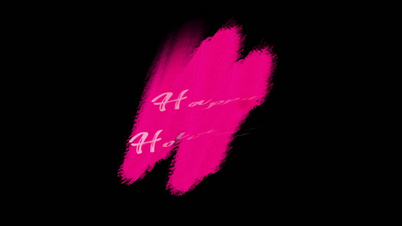 feliz saludo de vacaciones trazo de pincel rosado con felices vacaciones en negro