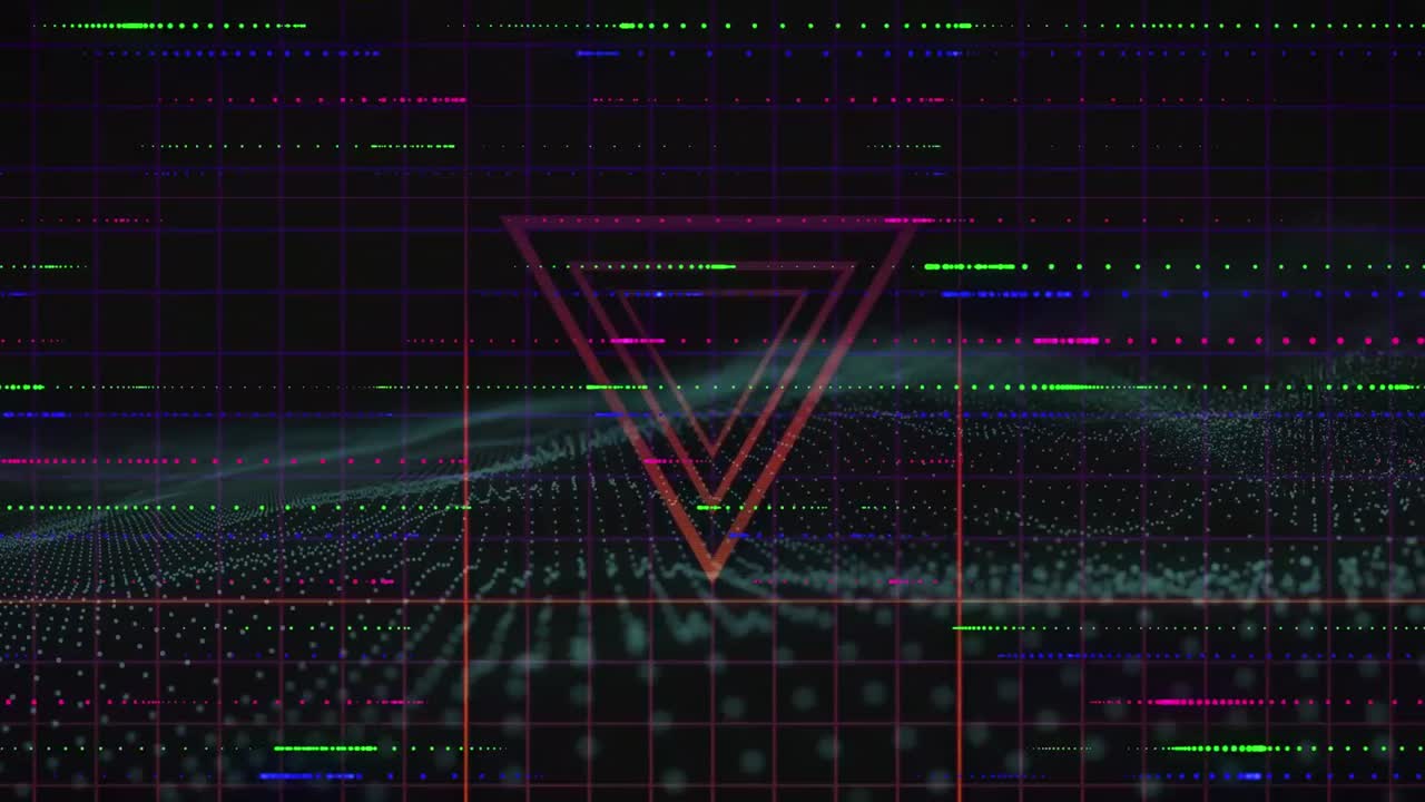 Animation of light spots over light trails and shapes on black background