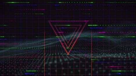 Animation of light spots over light trails and shapes on black background