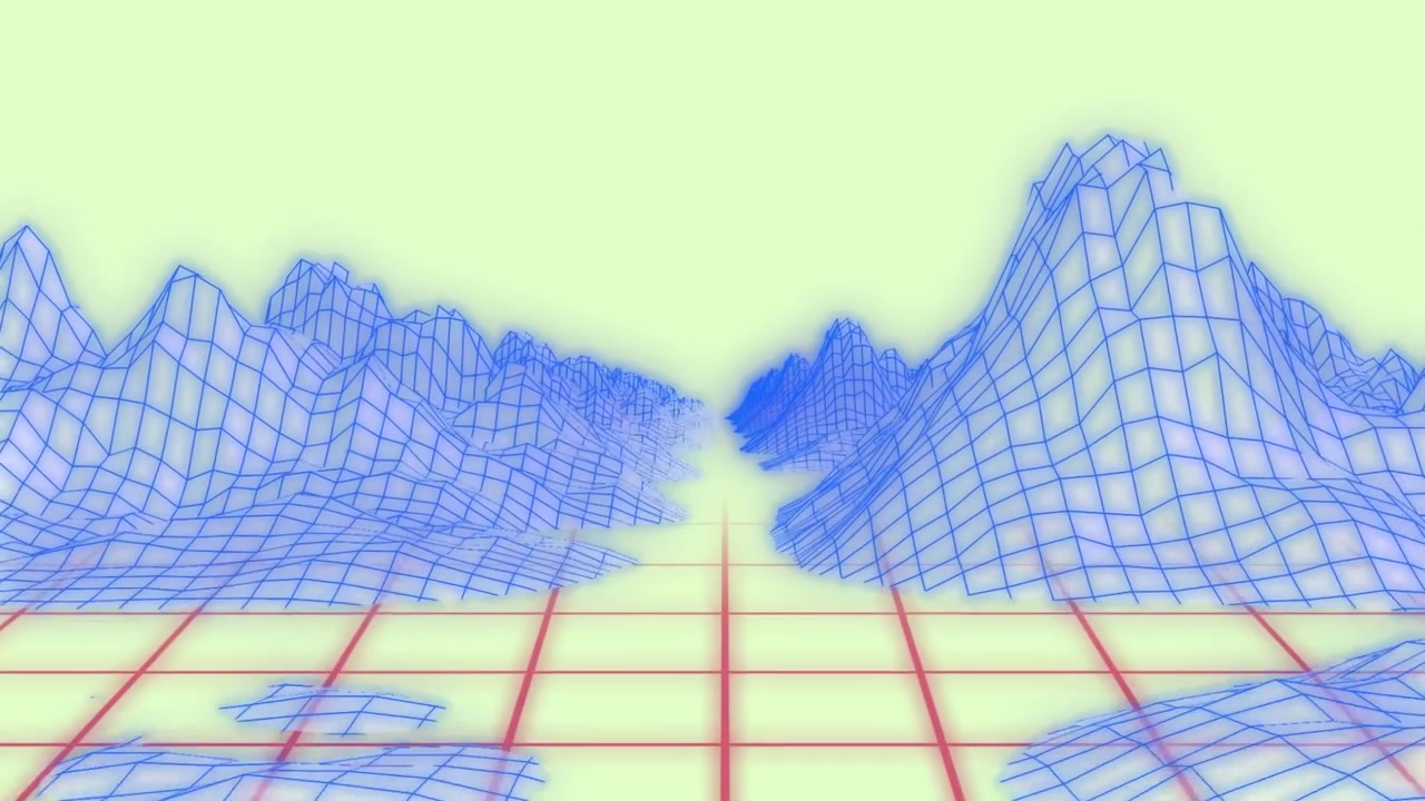 Retro Synthwave Style Wireframe Landscape Animation