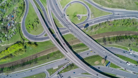 aerial view of a freeway intersection