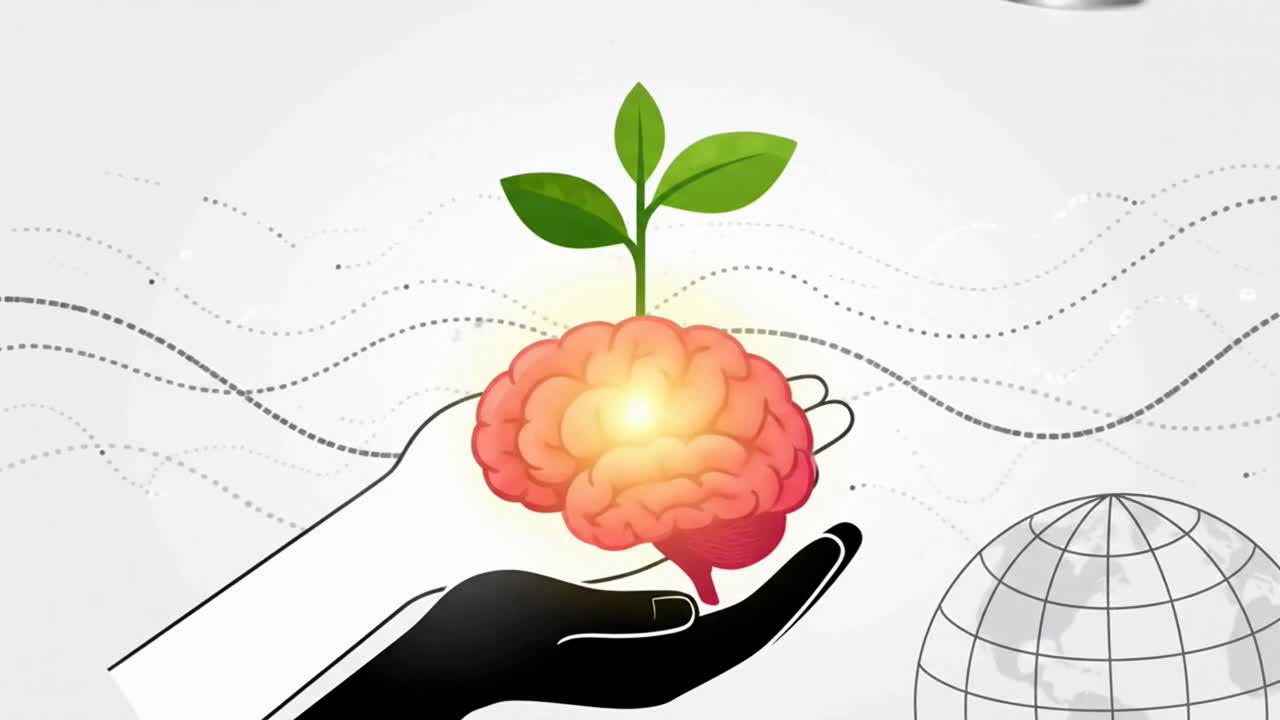 Nurturing an Idea with a Plant Growing from a Brain