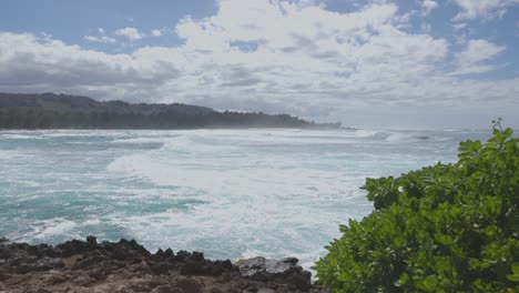 oahu oceano praia ondas quebrando na distância havaí