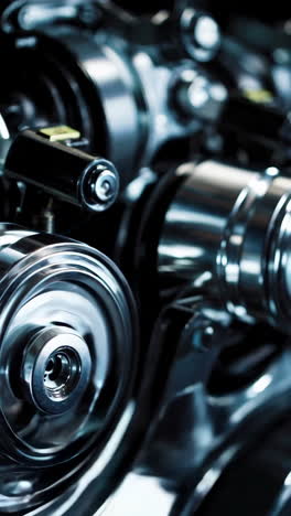 close-up of engine components