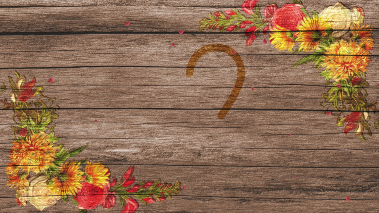Fiori vintage e cuore su legno