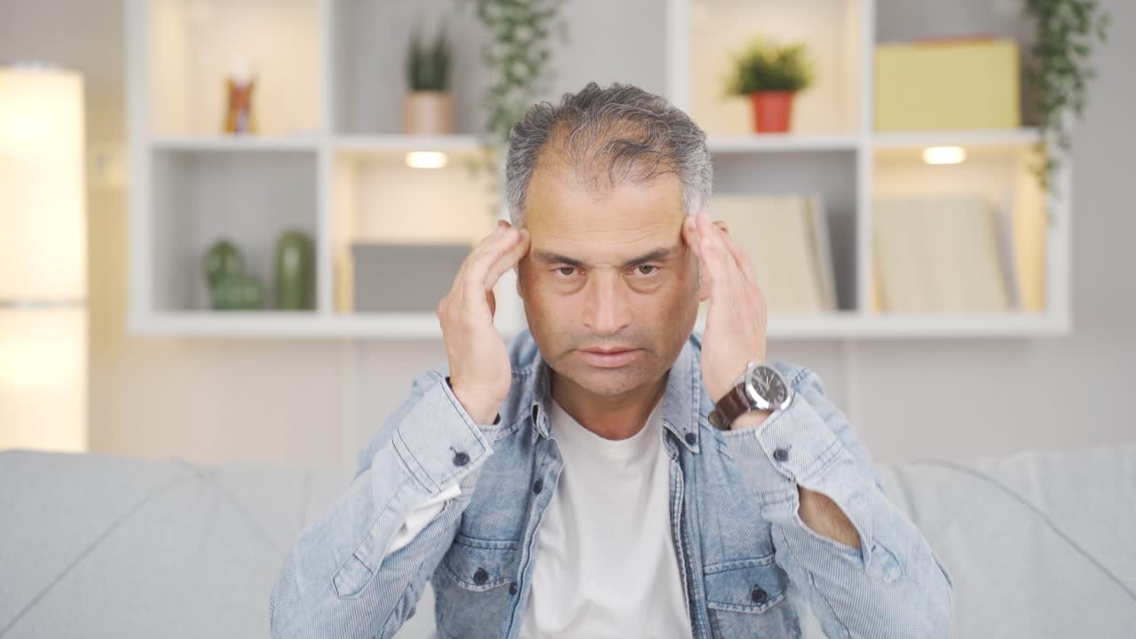 두통이 있는 남자.