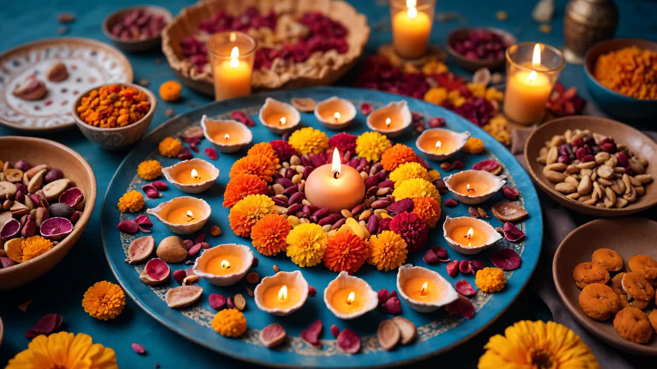 celebración de diwali con dias y decoraciones
