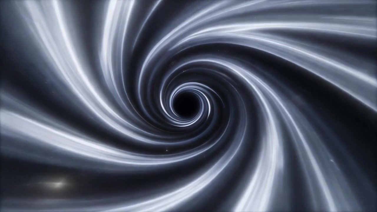 Cinematic Animation of a Rotating Black Hole in Deep Space