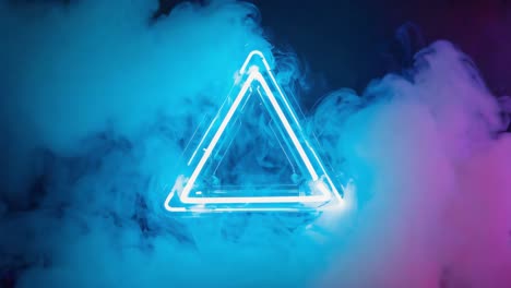 neon triangle in smoke