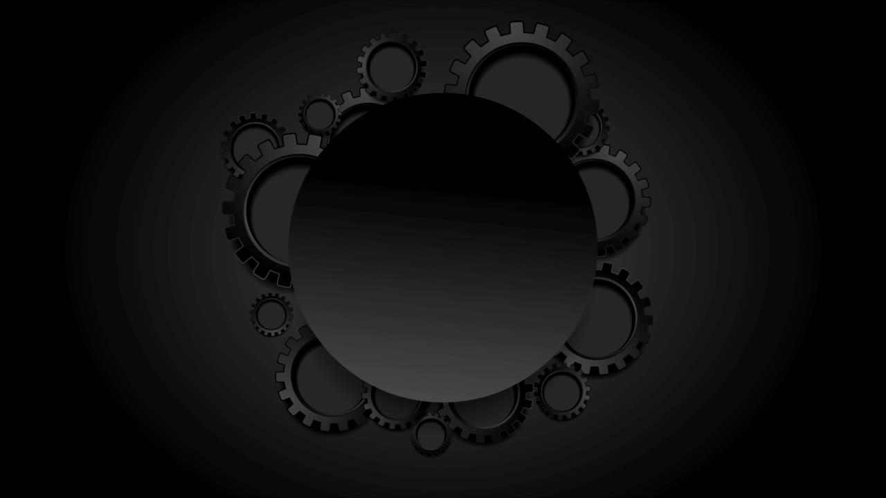 Abstract tech black gears and blank circle video animation