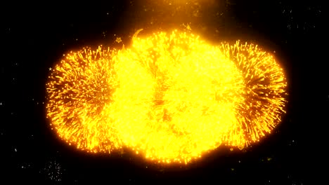 Ramadan Kareem Text Wish On Firework Display Explosion Particles.