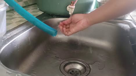 view of close up washing hands