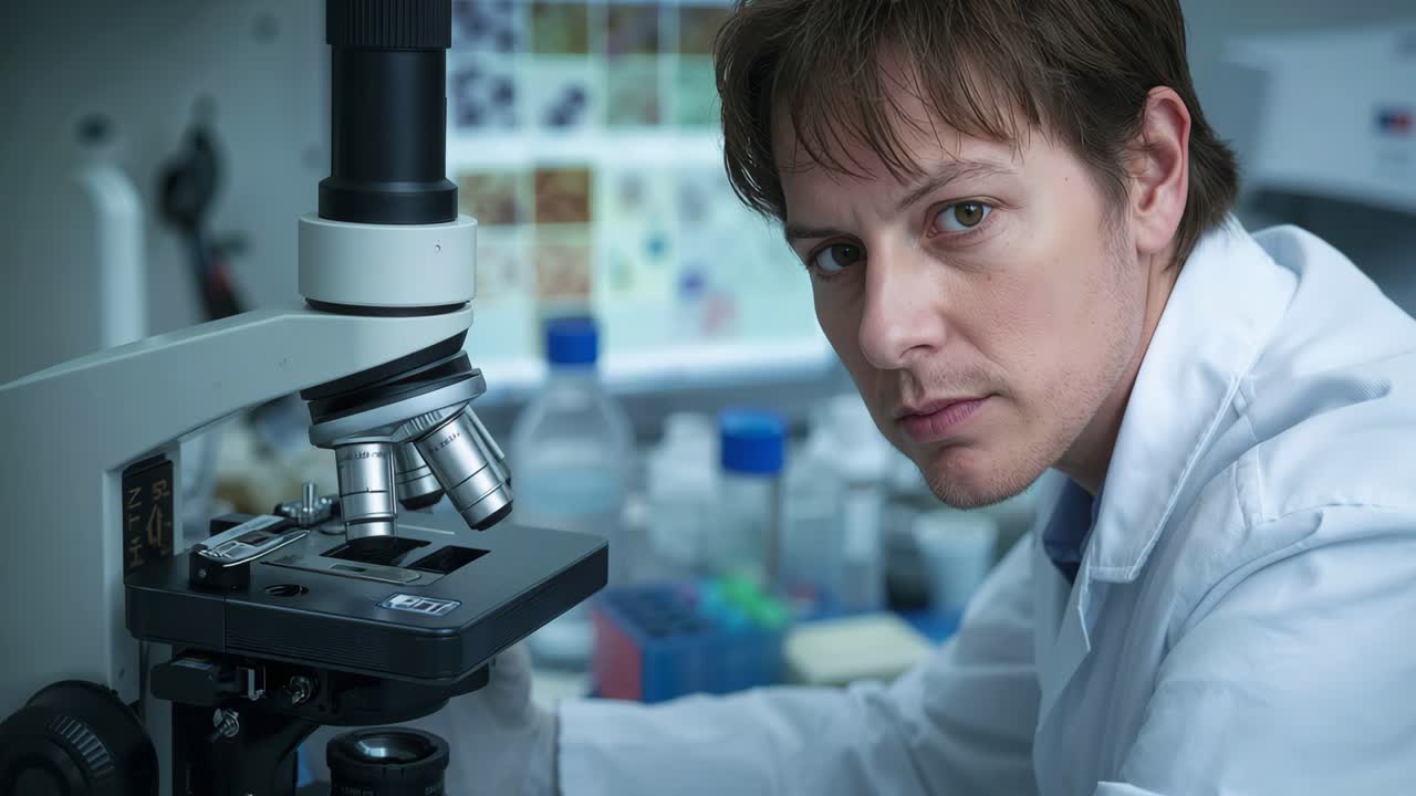 Scientist Using Microscope in Laboratory