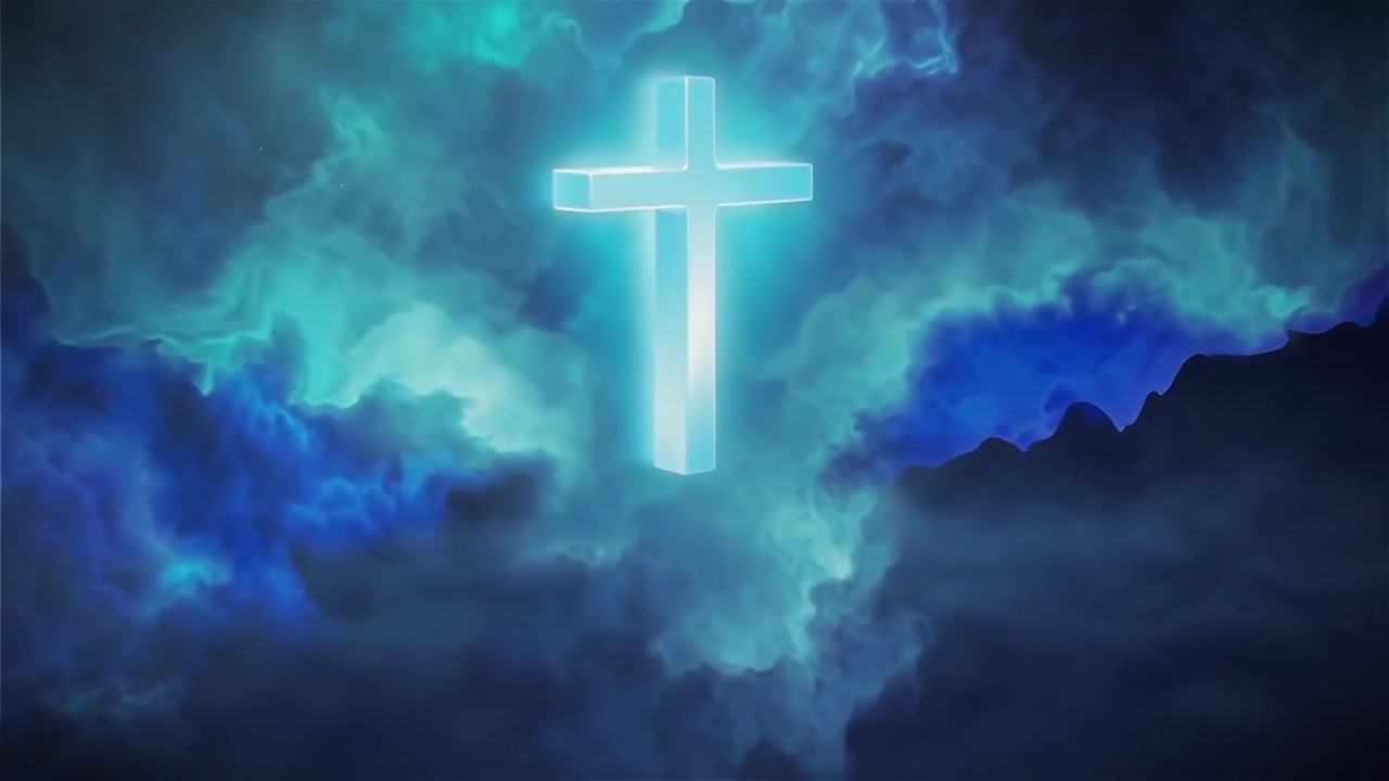 Croce Cristiana Luce Celestiale Sfondo per il Culto.