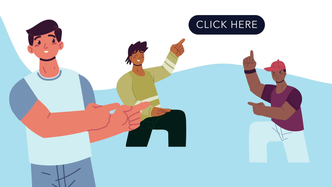 남자 인플루언서 그룹 애니메이션 캐릭터