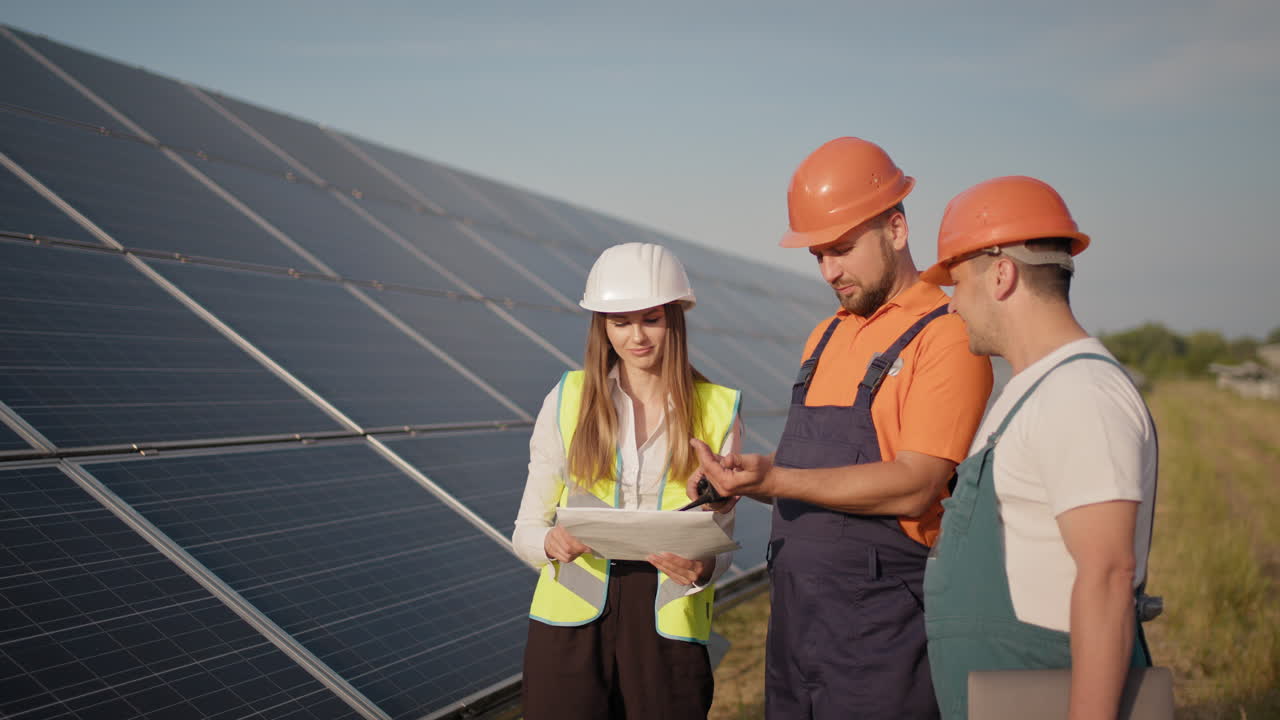 reunión del equipo de paneles solares