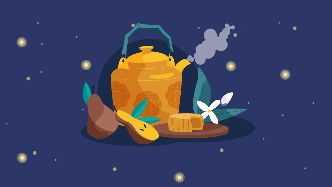 una animación de una plantilla de pancarta horizontal plana para la celebración del festival de mediados de otoño