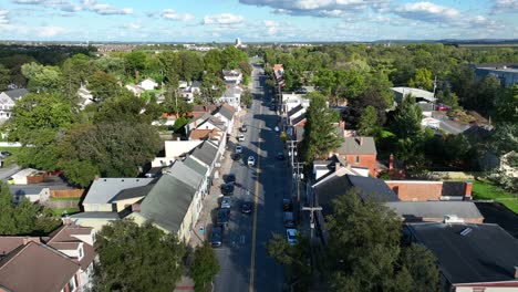 american town during late summer afternoon