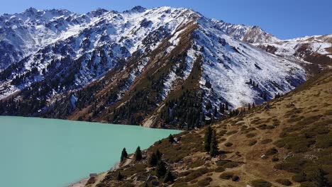 central asia kazakhstan almaty tianshan mountain and biglake emerald biglake