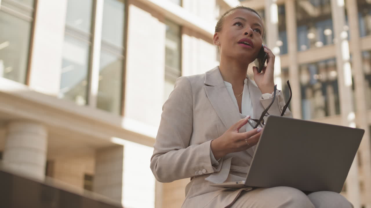 Successful Businesswoman Working Outdoors