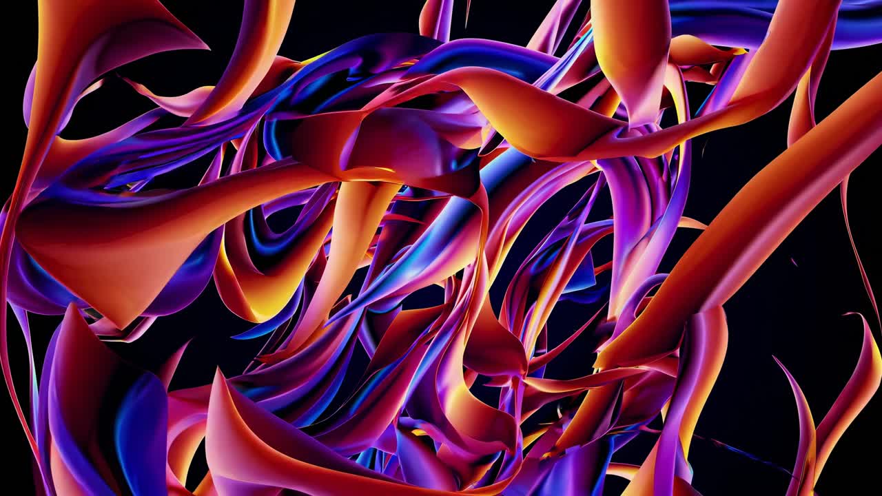 Abstract flowing shapes transition through vibrant colors, creating a dynamic visual experience that captivates the viewer's imagination and senses