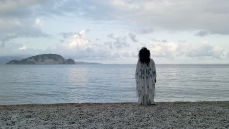 zakynthos island woman 2 beach pan