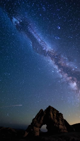 milky way over a rock arch at night